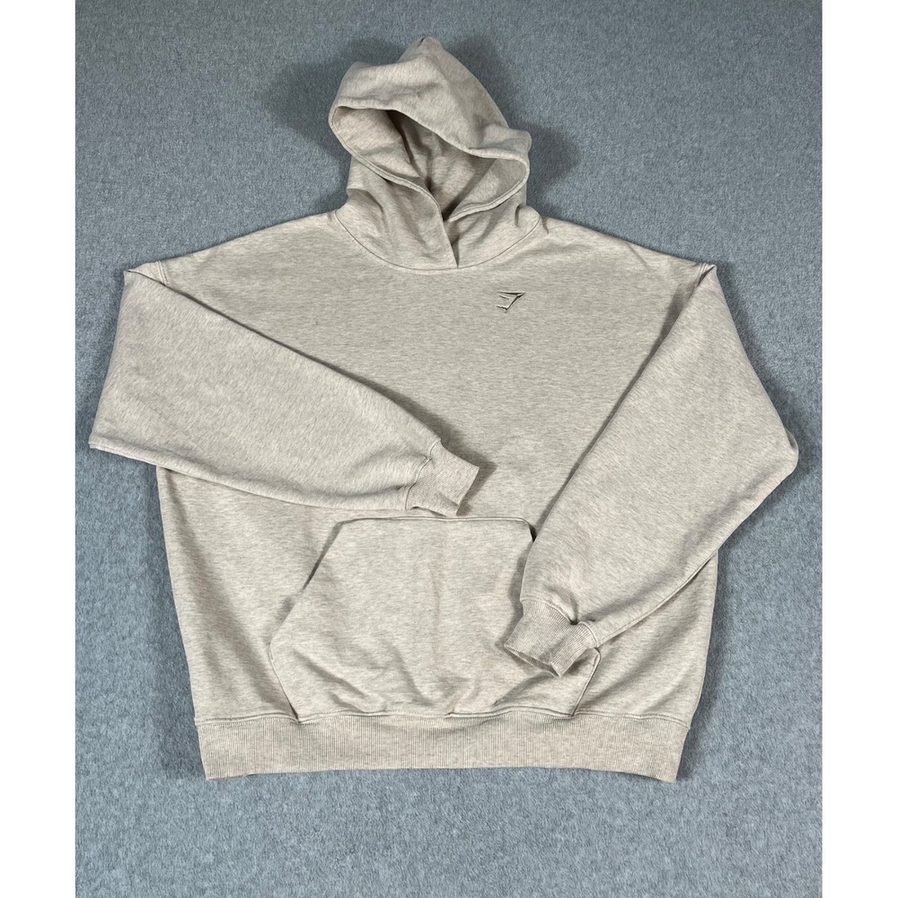 Gymshark Essentials Hoodie Oatmeal Marl Beige Small Oversized Pullover Unisex